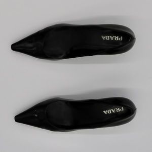 PRADA Black Leather Pointed Heels